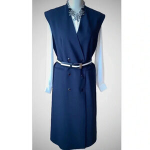 KENDI BOUTIQUE Navy Double Breasted Blazer Midi Dress M NWT